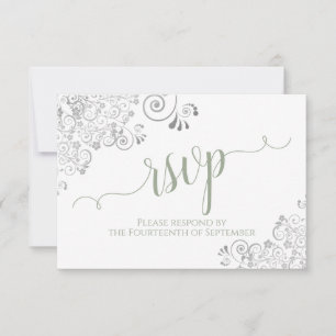 Sage Green on White Elegant Calligraphy Wedding RSVP Card