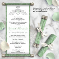 Sage Green Once Upon a Time DIY Scroll Invitations
