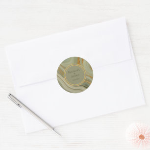 Sage Green Onyx Stone with Gold Veining Classic Round Sticker