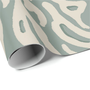 Sage green organic geometric bohemian flow wrapping paper