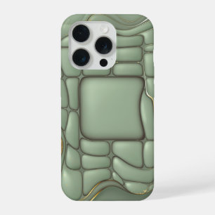 Sage Green Organic Grid Flow Minimalist iPhone 15 Pro Case
