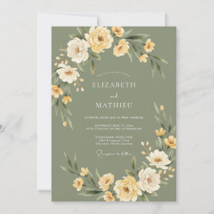 Sage Green Organic Meadow Wedding Invitation