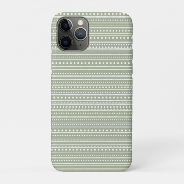 Sage Green Organic Stripes and Dots Case-Mate iPhone Case (Back)