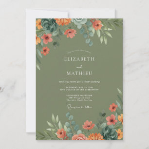 Sage Green Organic Succulent Wedding Invitation