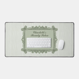 Sage Green Ornate Bow Frame Salon Desk Mat