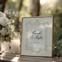 Sage Green Ornate Frame Wedding Cards & Gifts