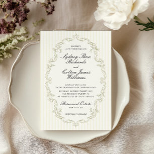 Sage Green Ornate Frame Wedding Invitation
