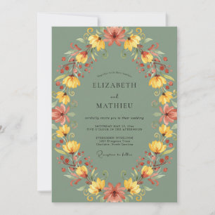 Sage Green Ornate Harvest Wedding Invitation