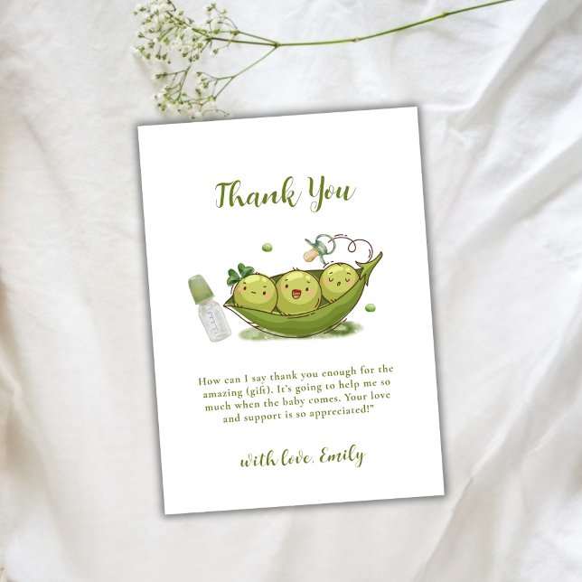 Sage Green Pacifier Sweet Pea In Pod Baby Shower Thank You Card (Sage Green Pacifier Sweet Pea In Pod Baby Shower Thank You Card)