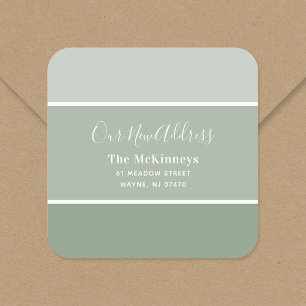 Sage Green Paint Swatch New Address Square Sticker