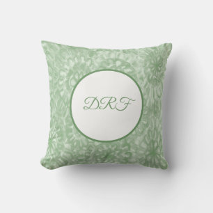 Sage Green Painted Flowers with Monogram Cushion
