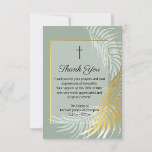 Sage Green Palm Tree Funeral Thank You Note Card