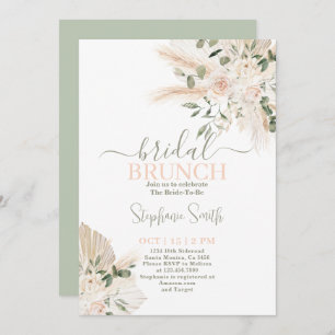 Sage green Pampas Bridal Shower Invitation
