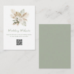 sage green pampas QR code wedding website Enclosure Card
