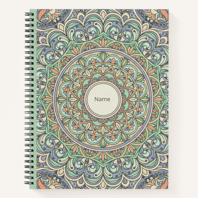 Sage Green & Peach Pastel Mandala Nooracle Journal (Front)