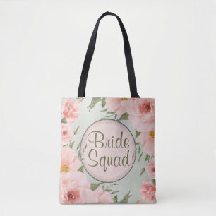 Sage Green & Peach Roses Tote Bag
