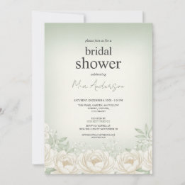 Sage Green Peony Bridal Shower Invitation Card