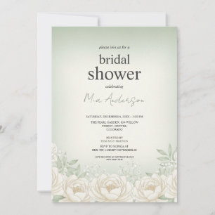 Sage Green Peony Bridal Shower Invitation Card