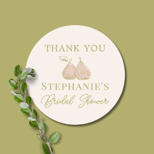 Sage Green Perfect Pear Bridal Shower Thank You Classic Round Sticker