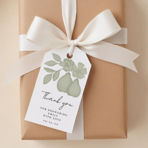 Sage Green Perfect Pear Bridal Shower Thank You Gift Tags