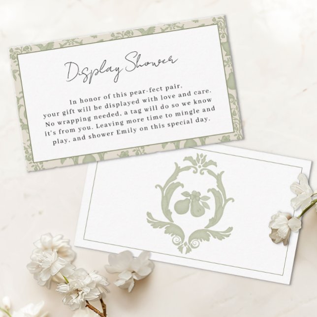 Sage Green Perfect Pear Display Shower Insert Card (Display Shower Card)