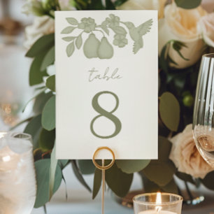 Sage Green Perfect Pear Wedding Table Number