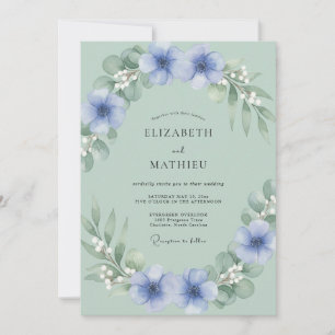 Sage Green Periwinkle Forest Wedding Invitation