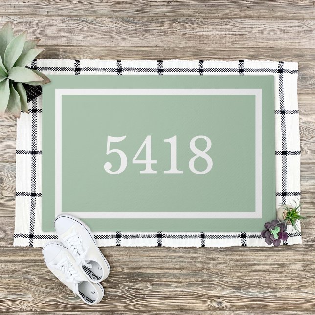 Sage Green Personalised Address Number Doormat (Creator Uploaded)