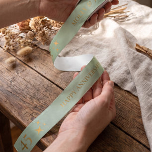 Sage Green Personalised Anniversary Gift Satin Ribbon