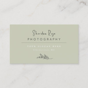 Sage Green Personalised Botanical Business Card