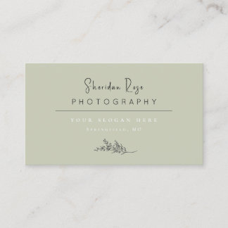 Sage Green Personalised Botanical Business Card