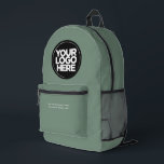 Sage Green | Personalised Corporate Logo and Text Printed Backpack<br><div class="desc">Organic Ecofriendly Sage Green colour | Personalised Corporate Logo and Text Modern Business Printed Backpack</div>