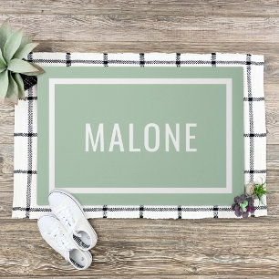 Sage Green Personalised Family Name Doormat
