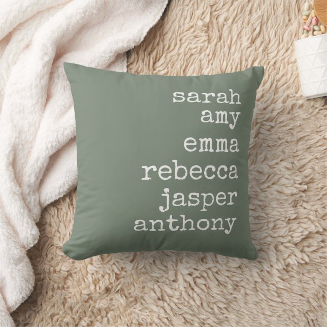 Sage Green Personalised Family Names Monogram  Cushion (Blanket)