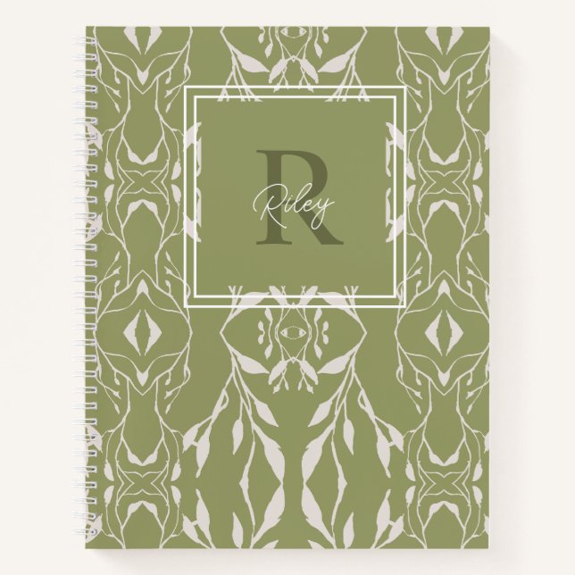 Sage Green Personalised Monogram Notebook (Front)