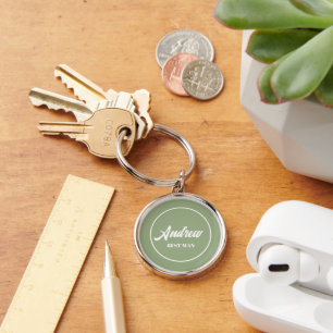 Sage Green Personalised Wedding Best Man Key Ring