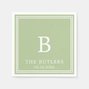 Sage Green Personalised Wedding Cocktail Napkins