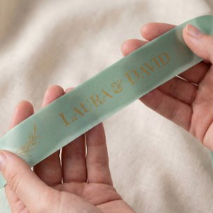 Sage Green Personalised Wedding Gift Ribbon Satin Ribbon