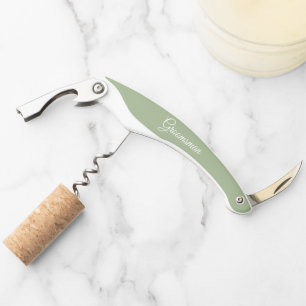 Sage Green Personalised Wedding Groomsman Corkscrew
