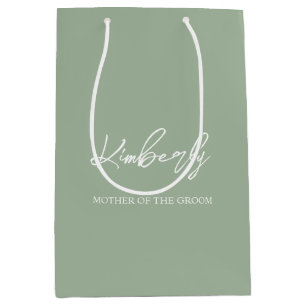 Sage Green Personalised Wedding Party Name Medium Gift Bag