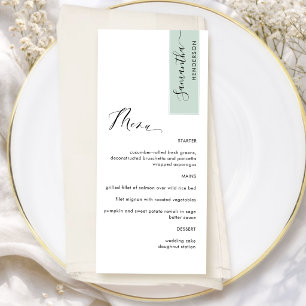 Sage Green Personalised with Guest Name Elegant Menu