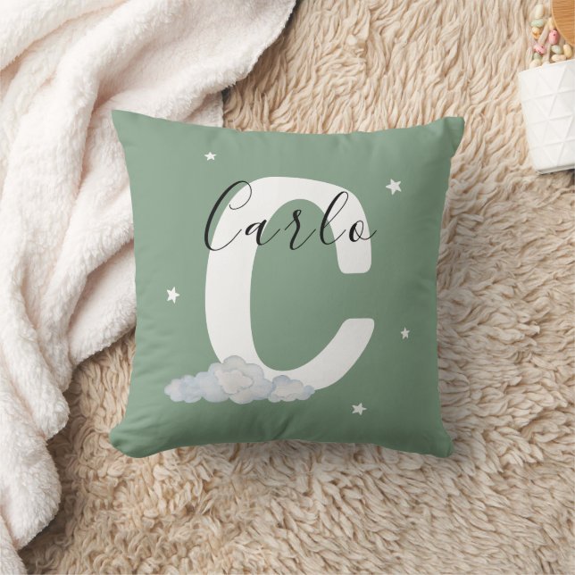 Sage Green Personalized Baby Name Pillow Custom (Blanket)