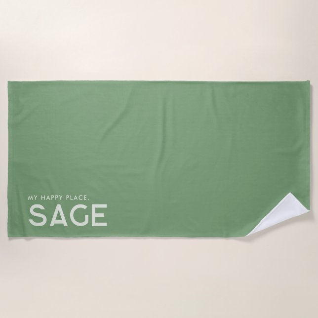 Sage Green Personalized Slogan Beach Towel (Front)