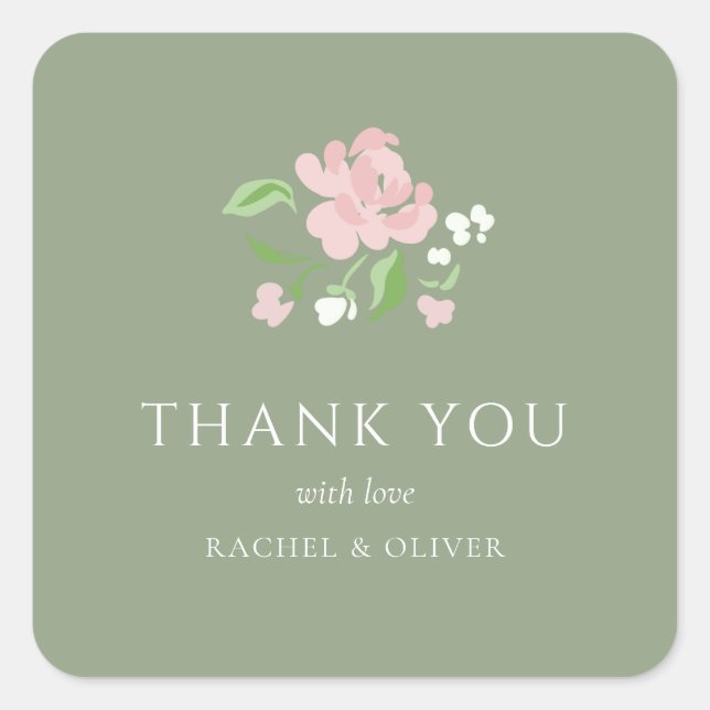 Sage Green | Petit Floral Wedding Sticker (Front)
