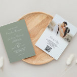 Sage Green Photo Budget Wedding QR Code Rsvp Invitation<br><div class="desc">Sage Green Photo Budget Wedding QR Code Rsvp Invitation</div>