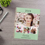 Sage green photo collage appointments 2025 planner<br><div class="desc">Create your own unique photo collage. Use four,  4 of your favourite photo.   Personalise and a year,  name and text. A sage green coloured background,  black text.</div>