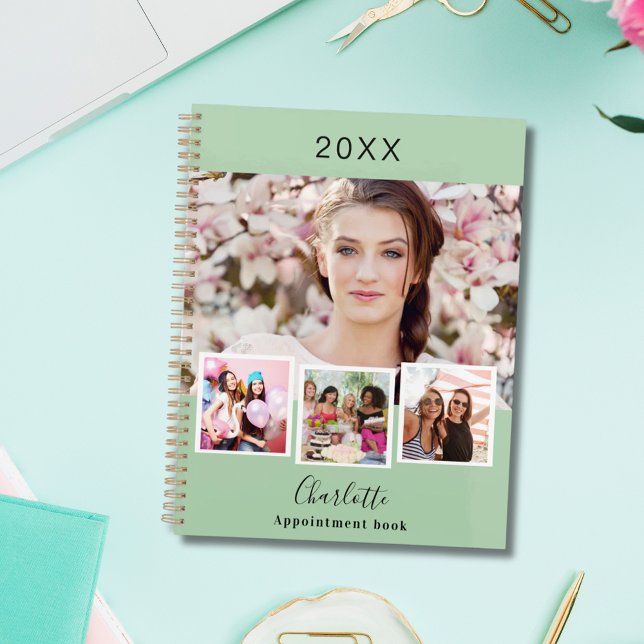 Sage green photo collage appointments 2026 planner (Creator Uploaded)