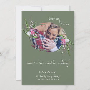 Sage Green Photo Frame Floral Save The Date