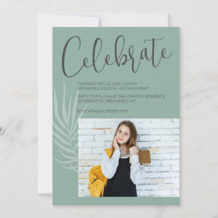 Sage Green Photo Graduation Invitation
