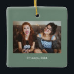 Sage Green Photo Keepsake Christmas Ceramic Ornament<br><div class="desc">Simple organic Sage Green Bold Funny Minimalist Photo Keepsake Christmas Ceramic Ornament,  a beautiful personalised gift for friends,  family,  couple,  girlfriend,  boyfriend,  coworker,  boss and more.</div>